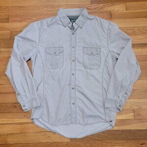 Woolrich Gray Ripstop Lightweight Hiking Outdoor Vented Shirt Medium M Button